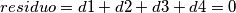 residuo = d1 + d2 + d3 +d4 = 0 residuo = d1 + d2 + d3 +d4 = 0