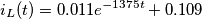 \[i_L(t)=0.011e^{-1375t}+0.109\]
