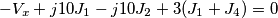 -V_{x}+j10J_{1}-j10J_{2}+3(J_{1}+J_{4})=0
