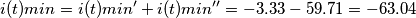 i(t)min = i(t)min'+i(t)min'' = -3.33-59.71 = -63.04