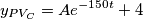 \[y_{PV_{C}}= Ae^{-150t}+4\]
