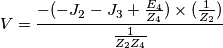 V=\frac{-(-J_2-J_3+\frac{E_4}{Z_4})\times (\frac{1}{Z_2})}{\frac{1}{Z_2Z_4}}