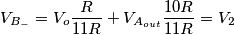 V_{B_-} = V_o\frac{R}{11R}+V_{A_{out}}\frac{10R}{11R} = V_2