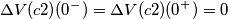 \Delta V(c2)(0^-)=\Delta V(c2)(0^+)=0
