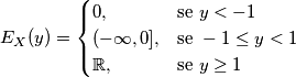 E_X(y) = \begin{cases} 0, & \mbox{se } y < -1 \\ (-\infty,0], & \mbox{se } -1 \le y < 1 \\ \mathbb{R}, &\mbox{se } y \ge 1 \end{cases}