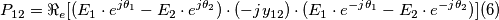 P_{12}={\Re}_e[(E_1\cdot e^{j{\theta _1}}-E_2\cdot e^{j{\theta _2}})\cdot{(-jy_{12})\cdot(E_1\cdot e^{-j{\theta _1}}-E_2\cdot e^{-j{\theta _2}})}] (6)