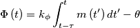 \Phi \left( t \right)=k_{\phi }\int_{t-\tau }^{t}{m\left( t' \right)dt'}-\theta