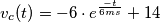 v_{c}(t) = -6 \cdot e^{ \frac{-t}{6ms}} + 14