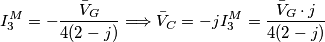 I_3^M = - \frac{\bar V_G}{4(2-j)} \Longrightarrow \bar V_C = -jI_3^M = \frac{\bar V_G \cdot j}{4(2-j)}