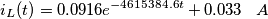\[i_L(t)=0.0916e^{-4615384.6t}+0.033\; \; \; A\]