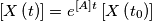 \left[ X \left( t \right) \right] = e^{ \left[ A \right] t} \left[ X \left( t_{0} \right) \right]