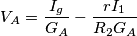V_A = \frac{I_g}{G_A} - \frac{r I_1}{R_2 G_A} V_A = \frac{I_g}{G_A} - \frac{r I_1}{R_2 G_A}