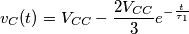 v_C(t)=V_{CC}-\frac{2V_{CC}}{3}e^{-\frac{t}{\tau_1}}