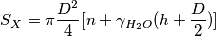 S_X=\pi\frac{D^2}{4}[n+\gamma_{H_2O}(h+\frac{D}{2}) ]