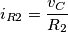i_{R2} = \frac{v_C }{R_2} i_{R2} = \frac{v_C }{R_2}