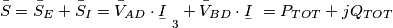 \bar{S}=\bar{S}_{E}+\bar{S}_{I}=\bar{V}_{AD}\cdot \underset{\raise0.3em\hbox{$\smash{\scriptscriptstyle-}$}}{I}_{\,\,3}+\bar{V}_{BD}\cdot \underset{\raise0.3em\hbox{$\smash{\scriptscriptstyle-}$}}{I}_{\,\,}=P_{TOT}+jQ_{TOT}
