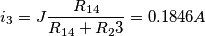 \[i_3=J\frac{R_{14}}{R_{14}+R_23}=0.1846A\]