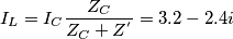 I_{L}=I_{C} \frac{Z_{C}}{Z_{C}+Z^{'}}=3.2-2.4i