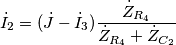 \dot I_2 = (\dot J-\dot I_3) \frac{ \dot Z_{R_4}}{ \dot Z_{R_4}+\dot Z_{C_2}}