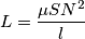 L=\frac{\mu S N^2}{l}