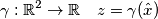 \gamma : \mathbb{R}^2\rightarrow\mathbb{R}\quad z=\gamma(\hat{x})