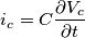 \[i_{c}=C\frac{\partial V_{c}}{\partial t}\]
