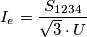 I_{e}=\frac{S_{1234}}{\sqrt{3}\cdot U}