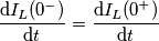 \frac{\mathrm{d} I_{L}(0^-)}{\mathrm{d} t}=\frac{\mathrm{d} I_{L}(0^+)}{\mathrm{d} t}