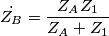 \dot{Z_B} = \frac{Z_A Z_1}{Z_A + Z_1}