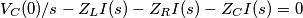 V_{C}(0)/s-Z_{L}I(s)-Z_{R}I(s)-Z_{C}I(s)=0