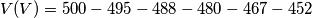 V(V)=500 - 495 - 488 - 480 - 467 - 452 V(V)=500 - 495 - 488 - 480 - 467 - 452