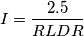 I = \frac{2.5}{RLDR} I = \frac{2.5}{RLDR}
