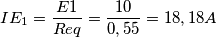 IE_1=\frac{E1}{Req}=\frac{10}{0,55}=18,18A