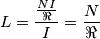L=\frac{\frac{NI}{\Re}}{I}=\frac{N}{\Re}