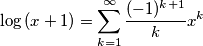 \log{(x+1)}=\sum_{k=1}^{\infty}\frac{(-1)^{k+1}}{k}x^k