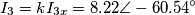 I_{3}=kI_{3x}=8.22\angle -60.54{}^\circ
