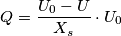 Q=\frac {U_0-U}{X_s} \cdot U_0