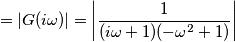 =\left|G(i\omega)\right| =\left| \frac{1}{(i\omega+1)(-\omega^2+1)}\right|