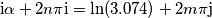 \text{i}\alpha+2n\pi\text{i}=\ln(3.074)+2m\pi\text{j} \text{i}\alpha+2n\pi\text{i}=\ln(3.074)+2m\pi\text{j}