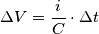 \Delta V=\frac{i}{C}\cdot \Delta t \Delta V=\frac{i}{C}\cdot \Delta t