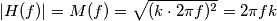 |H(f)|=M(f)=\sqrt{(k \cdot 2 \pi f)^2}=2 \pi f k