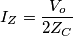 I_Z=\frac{V_o}{2Z_C} I_Z=\frac{V_o}{2Z_C}