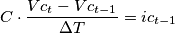 C\cdot\frac{Vc_t-Vc_{t-1}}{\Delta T}=ic_{t-1}