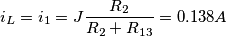 \[i_L=i_1=J\frac{R_2}{R_2+R_{13}}=0.138A\]