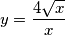 y=\frac{4\sqrt{x}}{x}