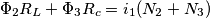 \Phi_2 R_L + \Phi_3 R_c=i_1(N_2+N_3) \Phi_2 R_L + \Phi_3 R_c=i_1(N_2+N_3)