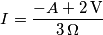 I = \frac{-A + 2 \, \text{V}}{3 \, \Omega}