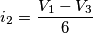 i_2 = \frac{V_1-V_3}{6}