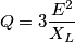 Q=3 \frac{E^2}{X_L} Q=3 \frac{E^2}{X_L}