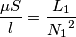 \frac{\mu S }{l}=\frac{L_1}{{N_1}^2}